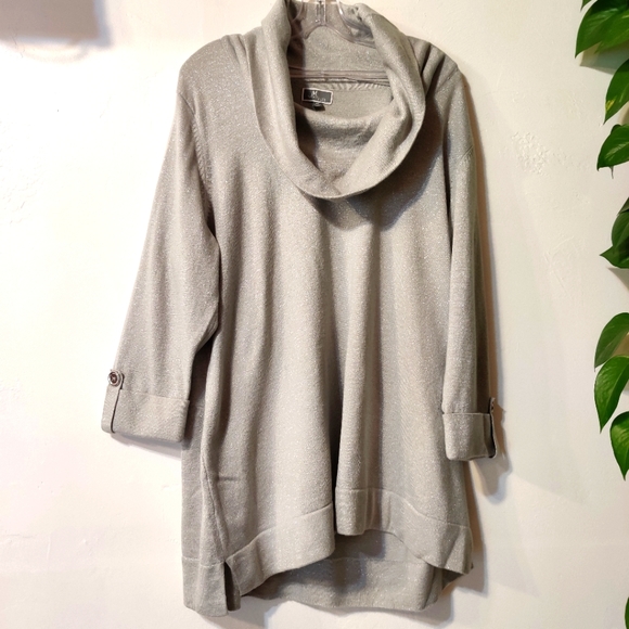 JM Collection Women Gray Knit Top sweater 3X - Picture 1 of 10